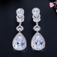 thumbnail image 2 of White Topaz CZ Stone Long Water Drop Dangle Earring for Fiancee Wedding Gift, 2 of 9