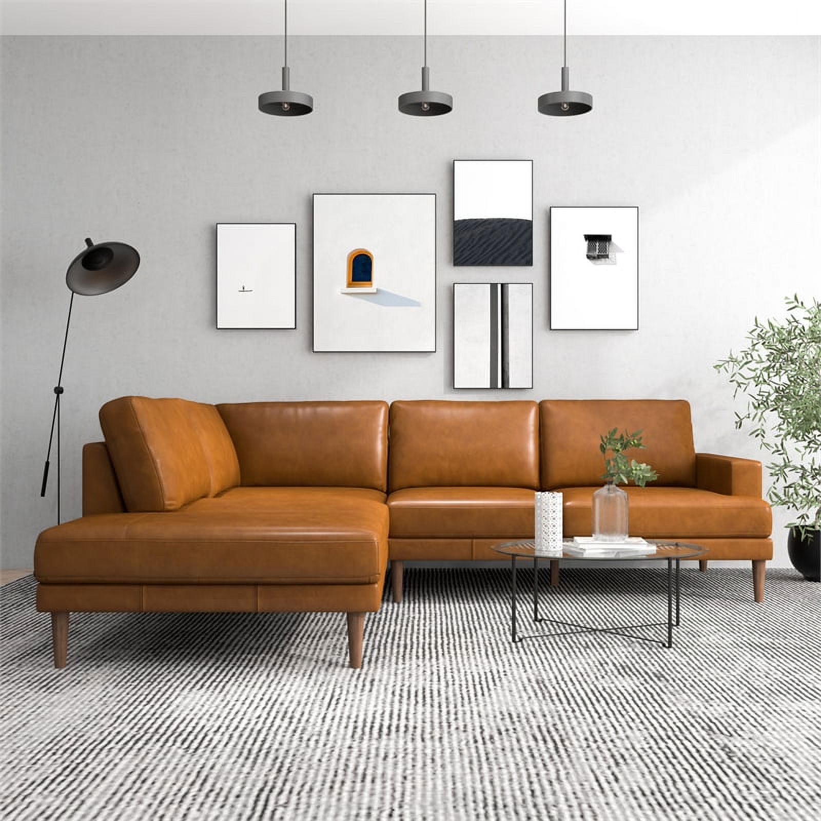 Aplee Modern Living Room Genuine Leather Corner Sectional Couch in ...