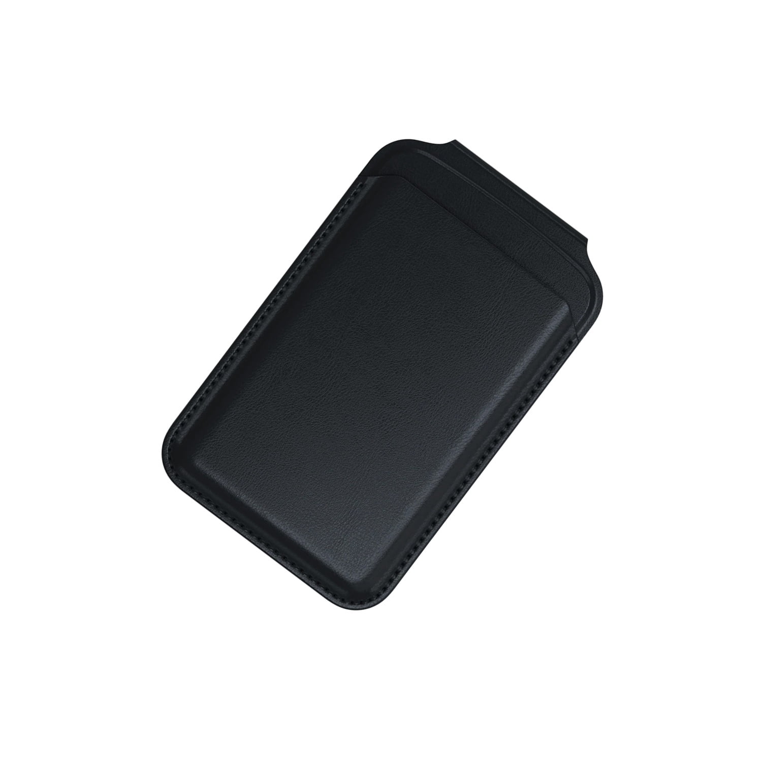 Leather Magnetic Card Wallet Holder with Built-In Stand - Black