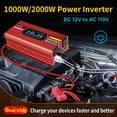 thumbnail image 2 of 1000W 2000W Modified Sine Wave Peak Power Inverter, DC 12V to AC 110V Car Inverter with 2USB & 2AC Outlets, LCD Display for RV, Truck, Camping, Travel Red, 2 of 10