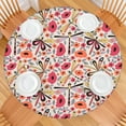 thumbnail image 2 of Spring-Inspired Floral Round Tablecloth with Elastic Edge, Polyester Fabric for Kitchen or Patio Table, Fits 44-52 Inch Tabletop Surface, 2 of 7