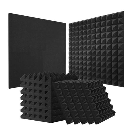 VEVOR Acoustic Foam Panels, 36 Pack 12 x 12 x 2 inches, Pyramid Soundproof Wall Panels,Fire-Resistant Acoustic Panels,Sound Dampening Absorbing Panels for Studio Wall and Ceiling,Black