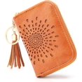 thumbnail image 1 of 1-Piece Anti-Theft Credit Card Wallet — Zippered Card Holder, Keychain, and Mini Wallet.,BROWN, 1 of 6