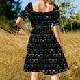 thumbnail image 4 of 2024 Colorful Hipster Eyeglasses Pattern Dress dress party evening elegant luxury celebrity Women's dress, 4 of 7