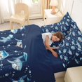 thumbnail image 4 of Feelyou Cute Cartoon Blue White Shark Bedding Comforter Set for Boys Girls Kids, Ocean Marine Animal Queen Bedding Sets, Navy, Blue Reversible, 7pcs, 4 of 7
