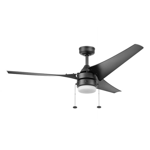 Better Homes & Gardens 56” Black Indoor/Outdoor Ceiling Fan with 3 Blades, Light Kit, Pull Chains & Reverse Airflow