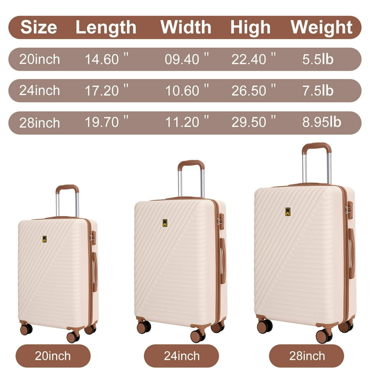 Landisun Luggage Sets Piece Hardshell ABS Suitcase Set with TSA