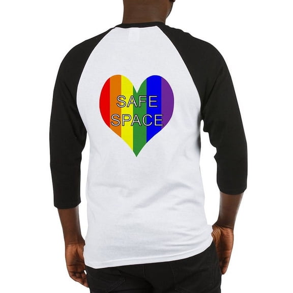 CafePress - Safe Space In Heart Baseball Jersey - Cotton Baseball Jersey, 3/4 Raglan Sleeve Shirt