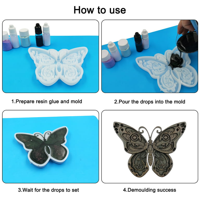 Fogun Butterfly Silicone Mold, Keychain Silicone Mold Holographic Resin  Mold Butterfly-Pendant Charms Resin Molds with Holes DIY Jewelry Casting  Mould