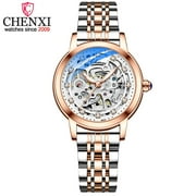 Chenxi Women Automatic Mechanical Watch Top Brand Luxury Stainless Steel Waterproof Wrist Watch Ladies Skeleton Tourbillon Clock - Mechanical Wristwatches