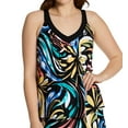 thumbnail image 1 of Women's Coco Reef U69382 Retro Swirl V-Neck Bra Sized Tankini Swim Top (Castaway Black 38F), 1 of 2