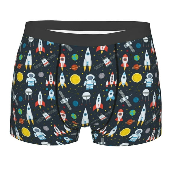 Balery Rocket Space Men's Boxer Briefs, Soft and Breathable Cotton Underwear with nylon Waistband-XX-Large