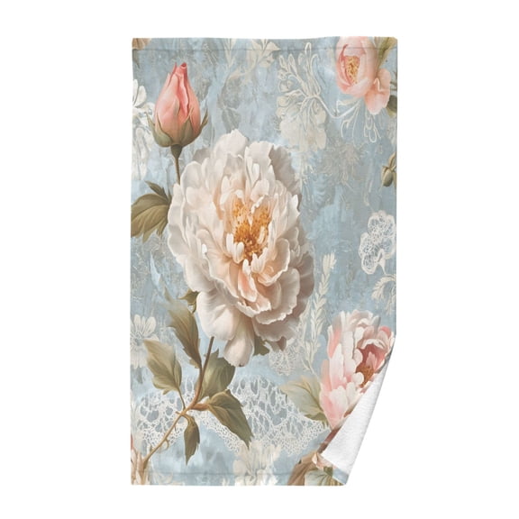 Yayeee 100% Cotton Hand Towels for Bathroom 16" x 28" Soft Absorbent Kitchen Towel, Whimsical Rose