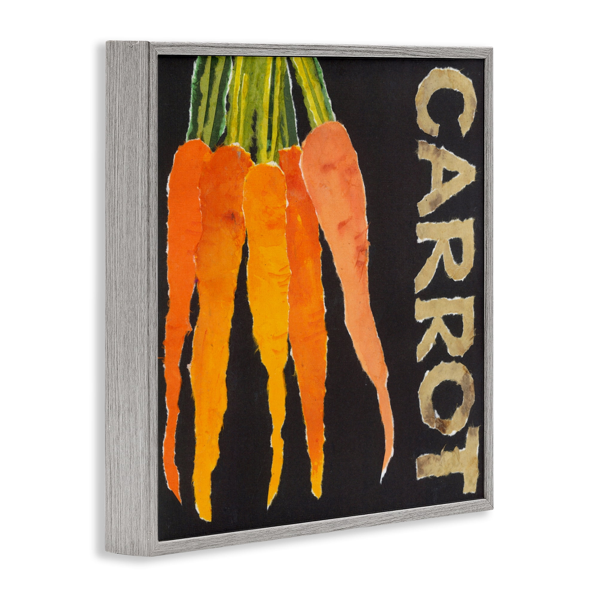 Stupell Industries Carrot Root Vegetable Gray Framed Giclee Art, design by Nancy Overton