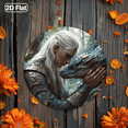 thumbnail image 6 of Elven Warrior & Dragon Fantasy Mythical Wall Decor Sign, 1pc, 8" Round Aluminum Wall Art Metal Sign, Wall Decor For Kitchen, Door, Office, Bedroom Decor, Best Gift For Room, Home Decor, Easter, 6 of 7
