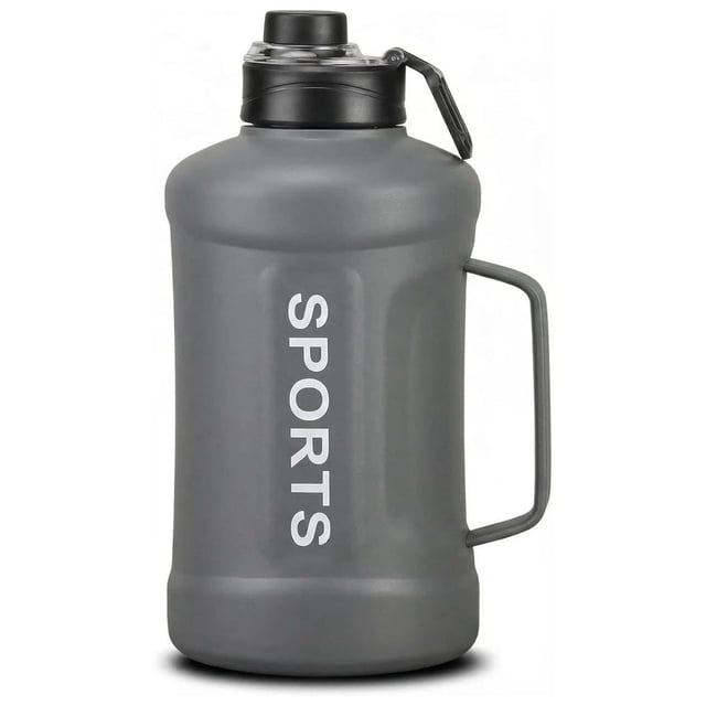 Termo 2 Litros,Botella de Agua 2 Litros,Termo de Acero Inoxidable,Mantiene las Bebidas Frías 48 Horas,para Gimnasio, Deportes y Oficina(Gris)