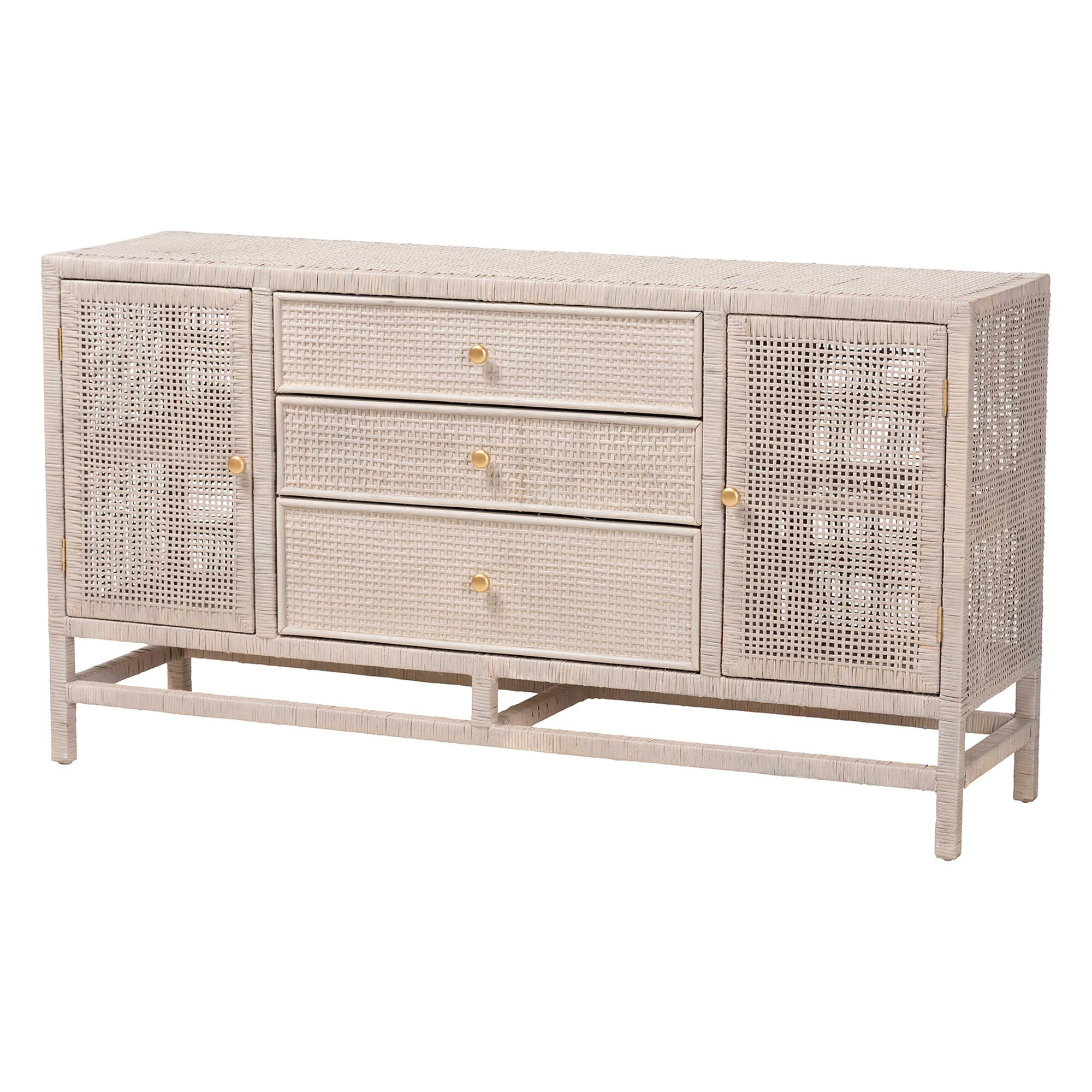 bali & pari Vivan Boho Storage Cabinet, 3-Drawer, French Grey