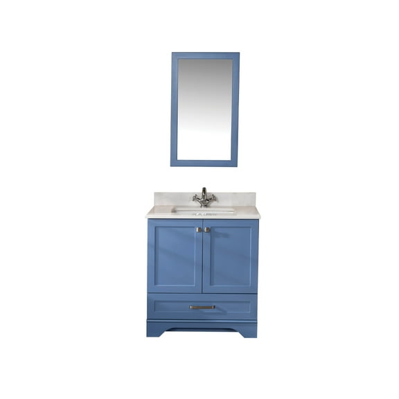 GLADSTONE 24″ Med Blue Bathroom Vanity with Quartz Countertop and Porcelain Sink