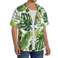 thumbnail image 4 of Disketp Men's Hawaiian Watercolor Green Tropical Print Shirts Button Down Holiday Beach Shirts-X-Large, 4 of 7
