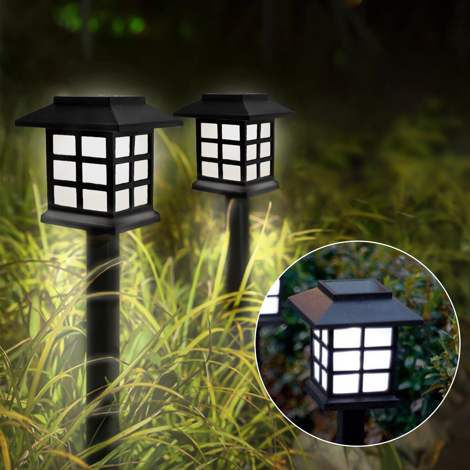 2Pcs LED Wall Light Solar Power Lamp Outdoor Garden Path Lawn Landscape Security