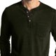 thumbnail image 2 of Camiseta de manga larga ajustada de otoño para hombre de color verde puro con cuello redondo y detalle de botones, ideal para la oficina, talla 2XL, 2 of 5