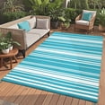 thumbnail image 2 of EastVita 9 x 12 ft Plastic Light Blue Rectangular Beach Front Porches Patio Picnic RV Camping Garage Geometric Modern Area Rug, 2 of 10