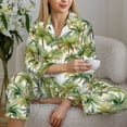 thumbnail image 4 of Goofa Green Hawaii Palms Printed Women’s 2 Piece Pajama Set Super,Pajamas Women's Long Sleeve Sleepwear Soft Button Down Loungewear Pjs Lounge Set Nightwear-Small, 4 of 9