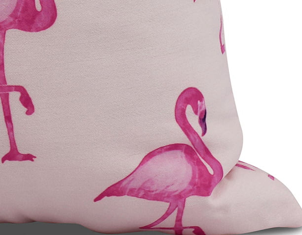 Simply Daisy, 16" x 16" Flamingo Fanfare Martini , Animal Print Outdoor Pillow, Pink