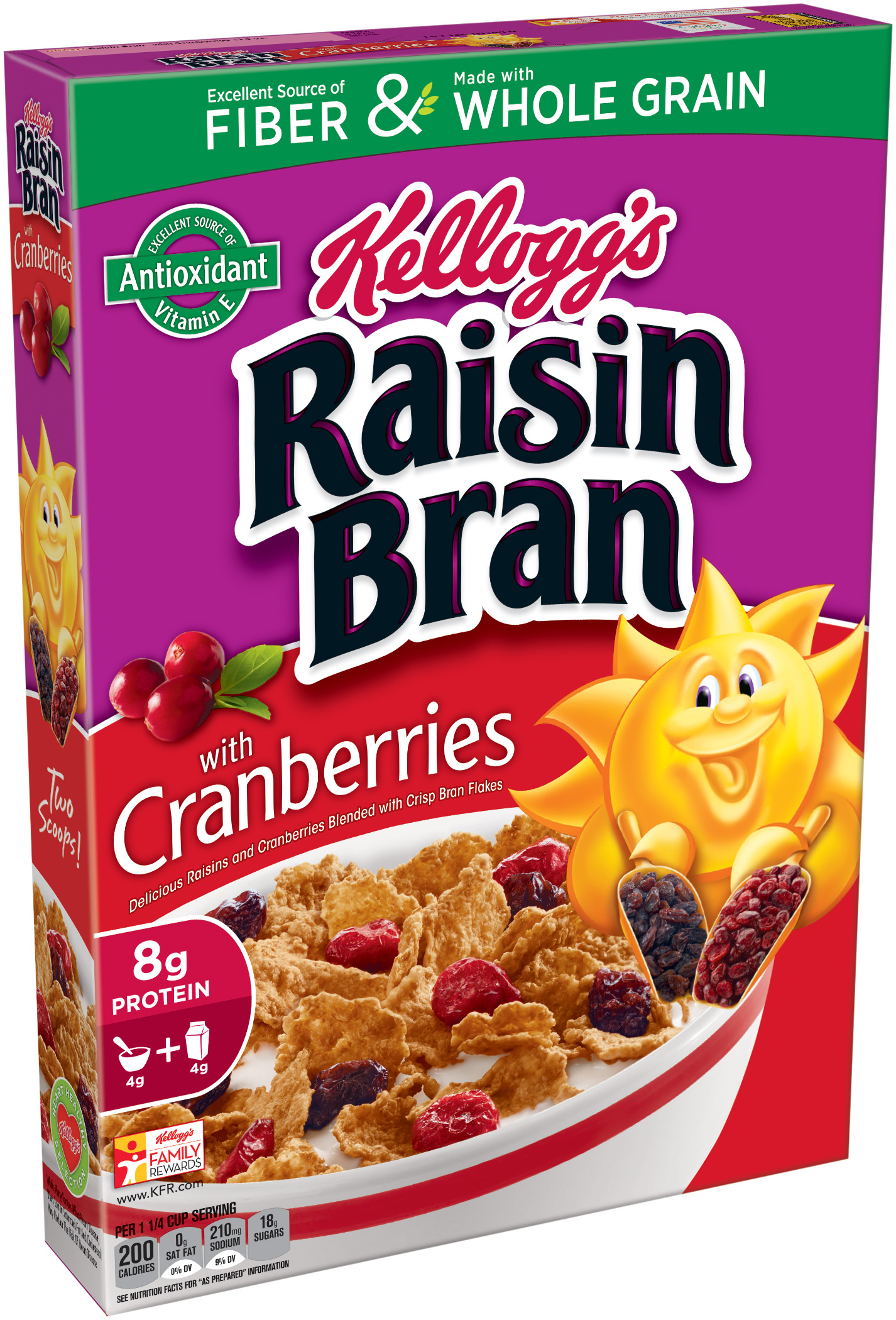 (2 Pack) Kellogg's Raisin Bran Breakfast Cereal, Cranberries, 13.5 Oz