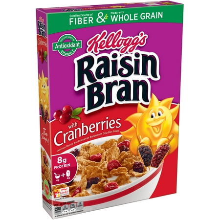 (2 Pack) Kellogg's Raisin Bran Breakfast Cereal, Cranberries, 13.5