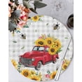 thumbnail image 2 of Round Placemats Set of 4 Sunflower Red Truck Place Mats Washable Woven Placemat Farmhouse Bee Grey Plaid Circle Braided Table Mat for Kitchen Dining Table Party Home Decor 15 Inch, 2 of 8