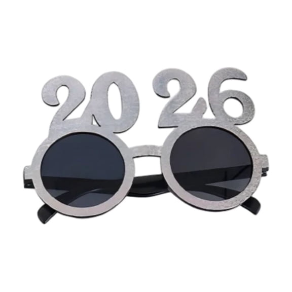 ZFSBZBS 2026 New Year Glasses Party Props – 1Pc Colorful 2026 Eyewear – Photo Booth Props for New Year's Eve Party Decor,Silver,Style A