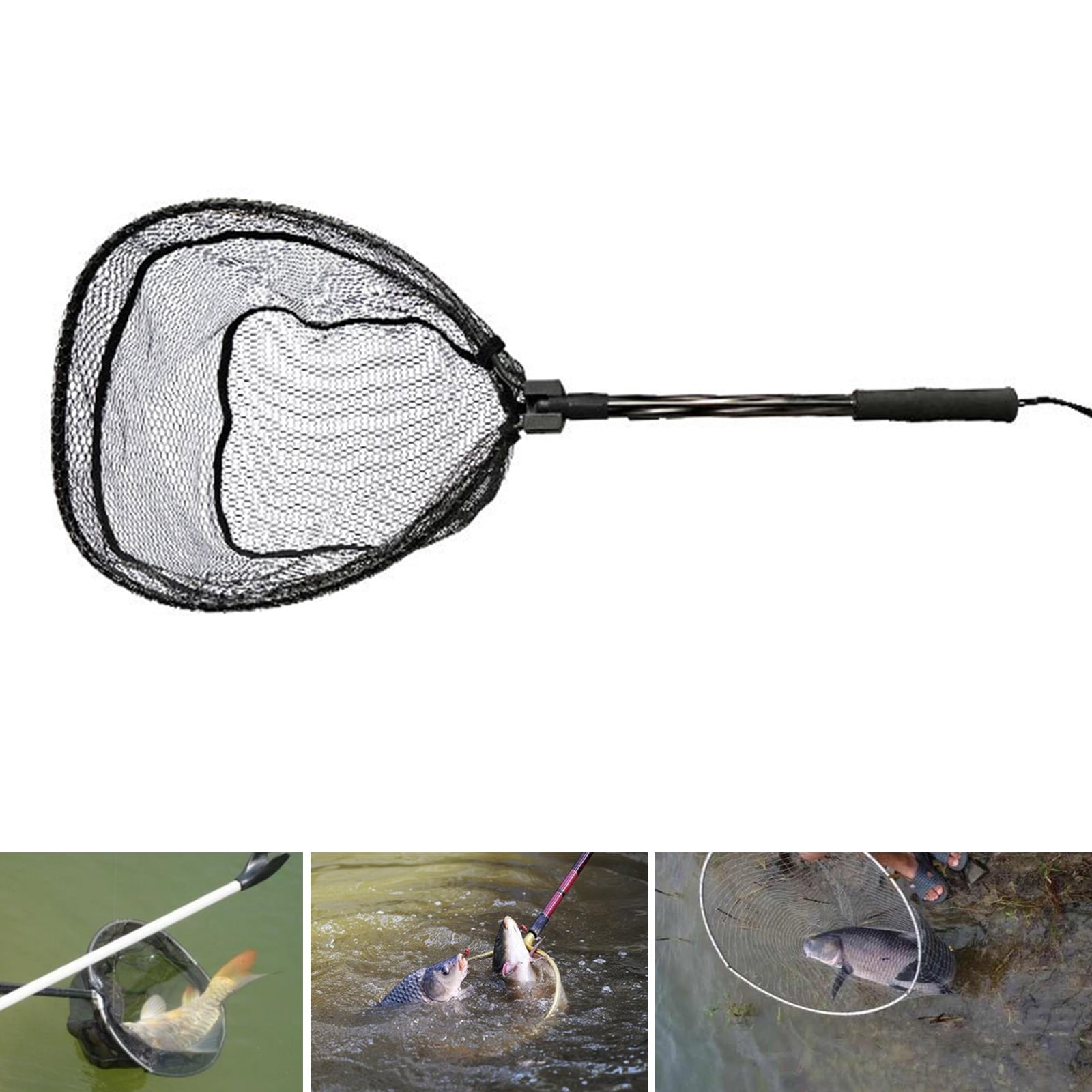 Fishing Landing Net Telescopic Folding Fish Landing Net Telescoping Fishing Net for Saltwater and Freshwaters