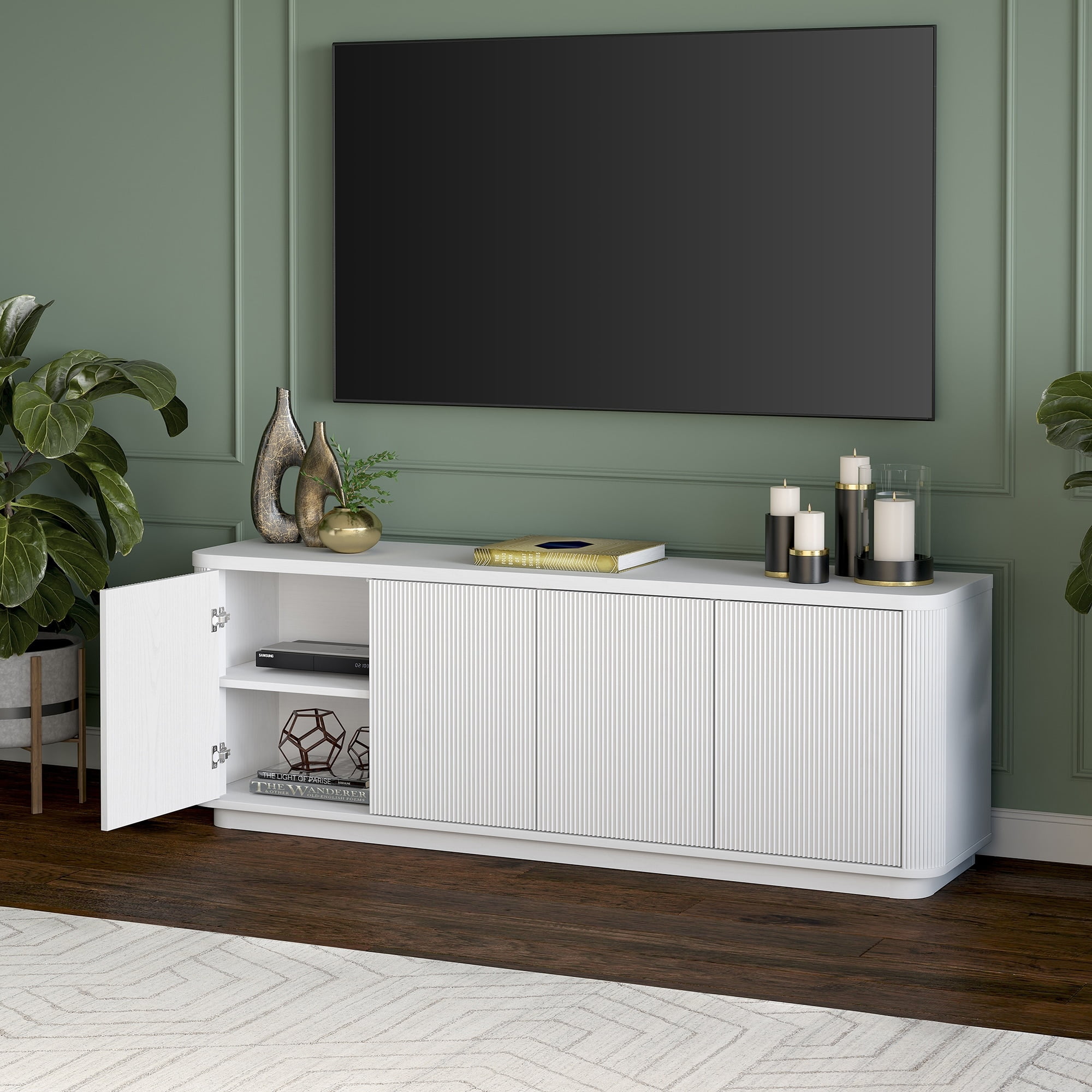 Heath & Cliff Easton Rectangular TV Stand for TV's up to 75" - 68" Wide White