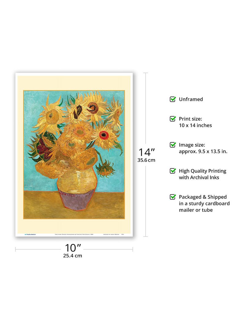 Vase with Twelve Sunflowers - From an Original Color Painting by