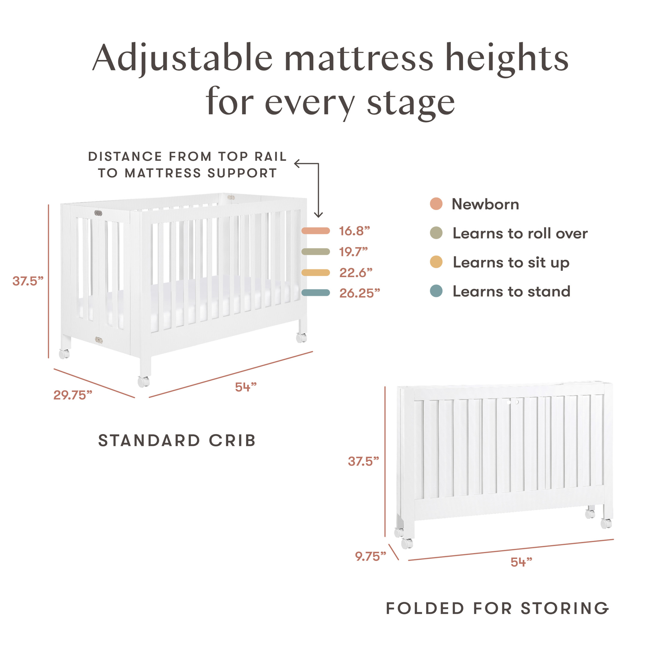 Babyletto Maki Portable Folding Crib with Toddler Bed Conversion Kit