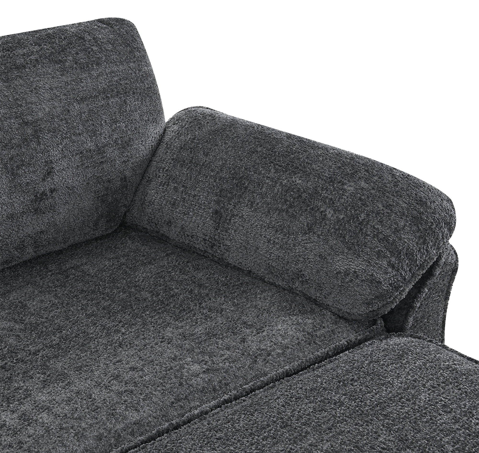 MAYEERTY Modular Convertible Sectional Sofa Bed - 4-Seat Upholstered Sleeper Corner Couch, Deep-Seat Loveseat with Ottoman for Living Room/Office, 2 Colors
