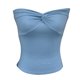thumbnail image 1 of Camiseta sin mangas de punto acanalado para mujer, busto con nudo torcido, corte delgado, color puro, sin tirantes, sin mangas, color azul claro S, 1 of 3