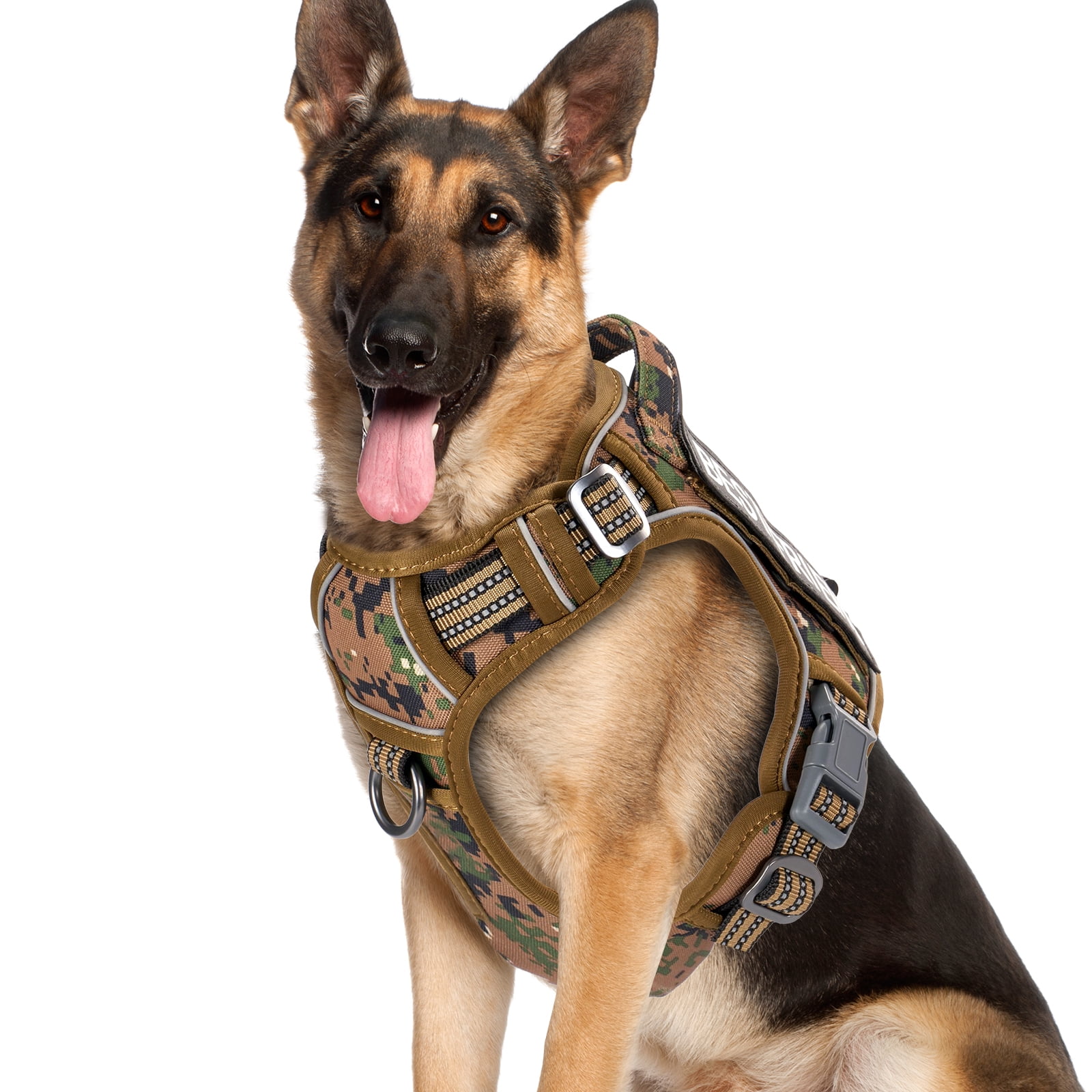 Hutact No Pull Dog Harness with Leash, Soft Padded No Choke Reflective Dog Vest with Top Handle, Dual Clips Adjustable Escape Proof Pet Harness for Training Walking Running Hiking Night Walk, Large