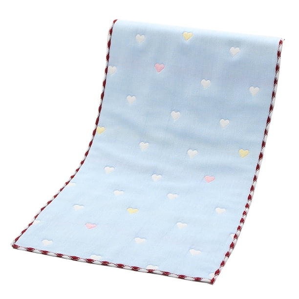 Toalla grande de gasa de seis capas de algodón, toalla de dibujos animados de encaje para el hogar, lavado facial para adultos, 35x75