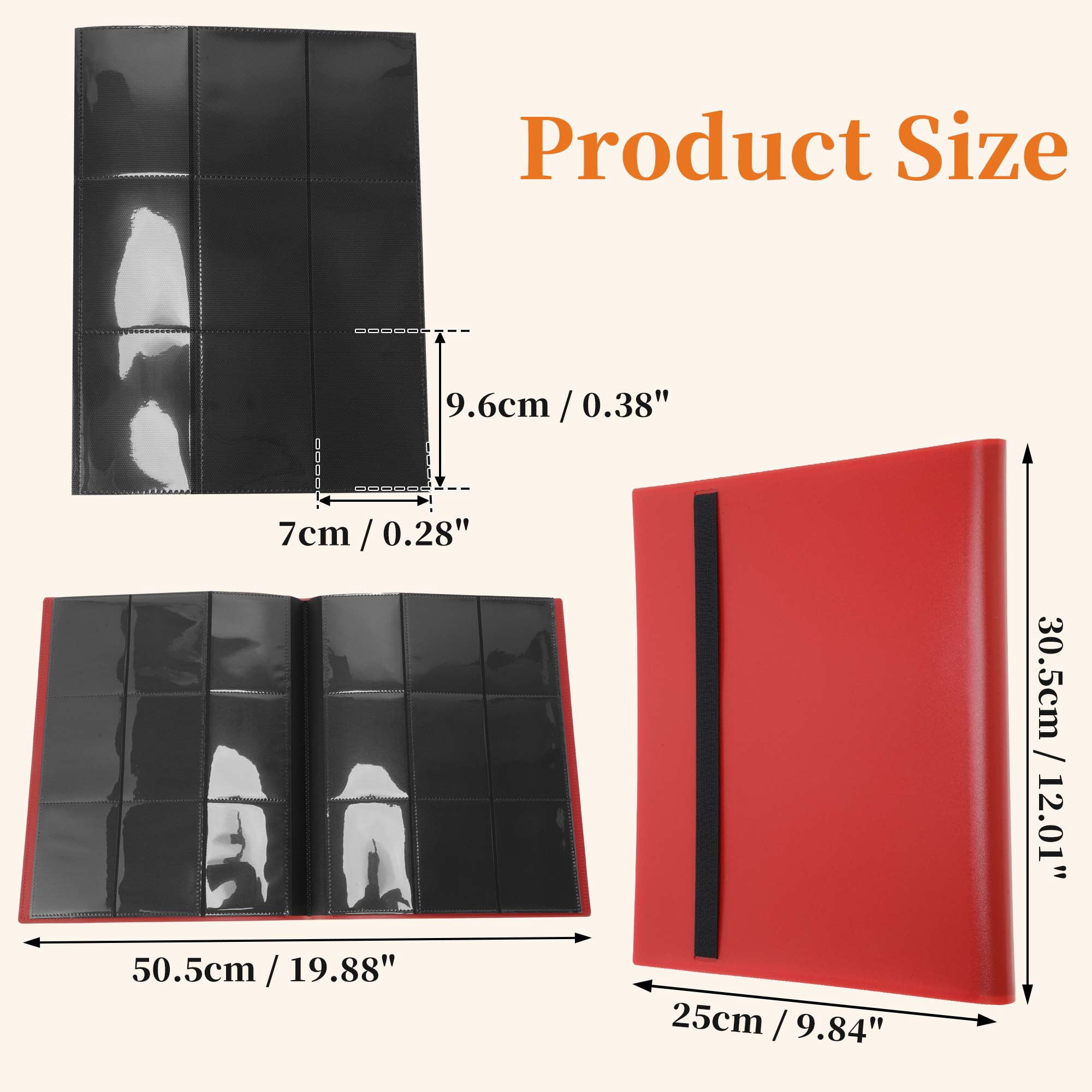 Unique Bargains Card Binder with 9 Pockets and 20 Pages ["Red"]