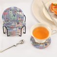 thumbnail image 3 of 6 Pcs Drink Coasters with Holder 3.94in Woven Coasters for Drinks Cute Animals in The Snow Coaster Set for Protection Table, 3 of 7