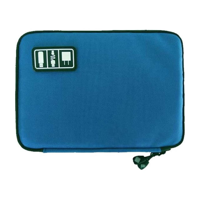 Sonducket Organizador de cables de datos de nailon, Cable de carga Rectangular con múltiples ranuras, cargador, lector de tarjetas, bolsa de Viajes, Equipaje y Accesorios Varios Azul oscuro
