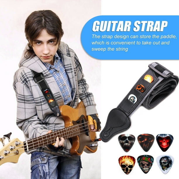 Correa de guitarra eléctrica ajustable con 6 paletas de púas Cinturones de guitarra acústica Ndcxsfigh Nuevos Originales