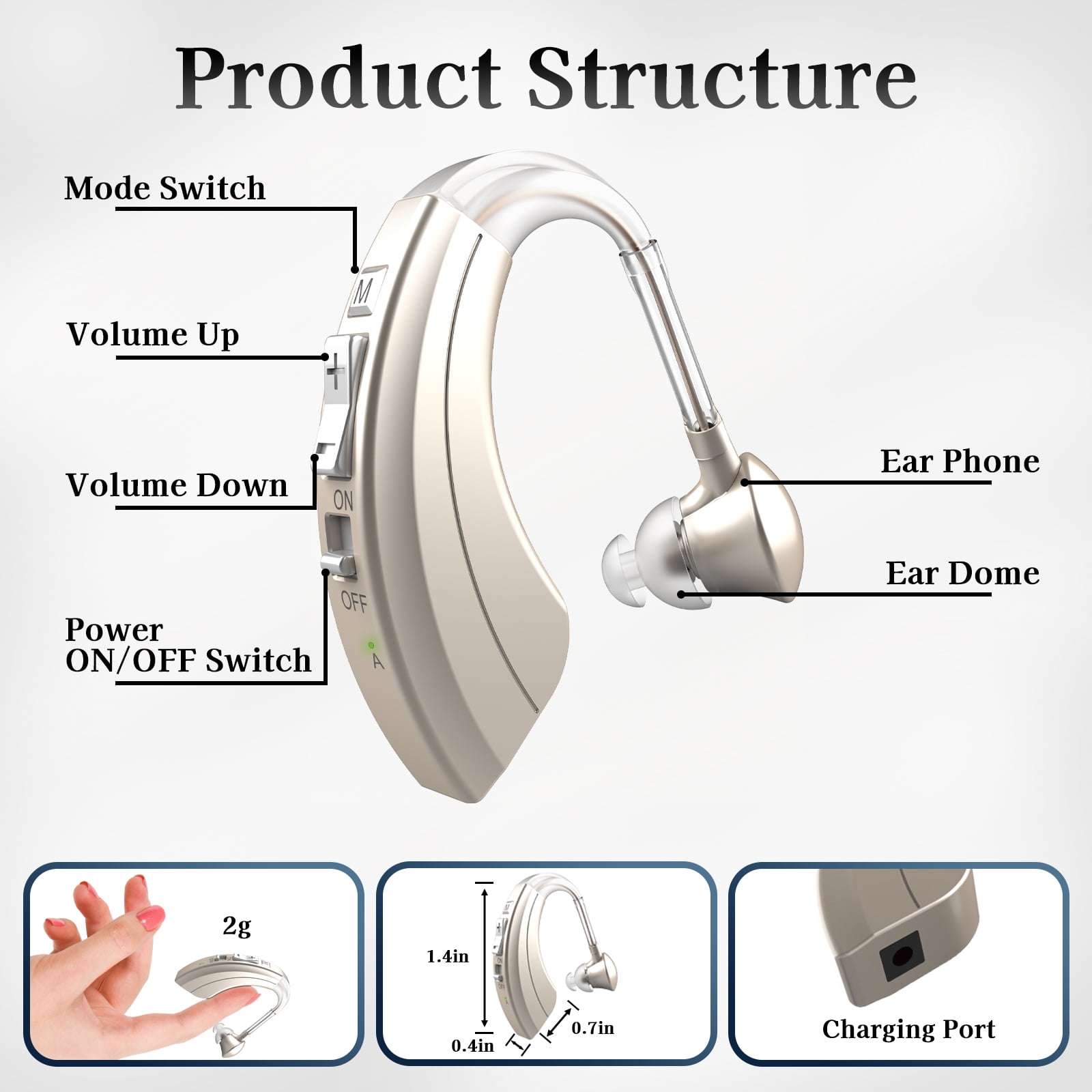 HIBRIQ Rechargeable Hearing Aids with Enhanced Speech, Noise Reduction & Feedback Cancellation for Seniors HH-1220AX