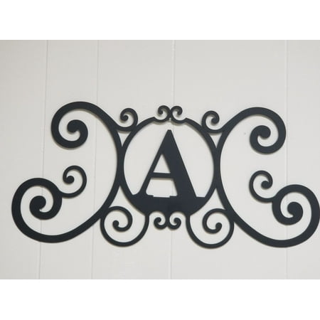 Scrolled Iron Metal Letter A Monogram Personalized Initial Wall Art Family Name Plaque
