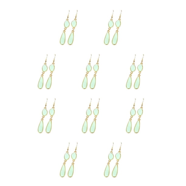Qarigey 1 par de pendientes colgantes de cadena larga en forma de gota de agua, accesorios de joyería irregulares, aleación portátil, gota Fruta Verde 10piezas