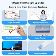 Extendable Presentation Clicker, Page Turner Pen, Laser Pointer & Capacitive Touch, Wireless Presenter for Whiteboard, Smart Board, and Projector - Presentation Clicker for Teachers & Office