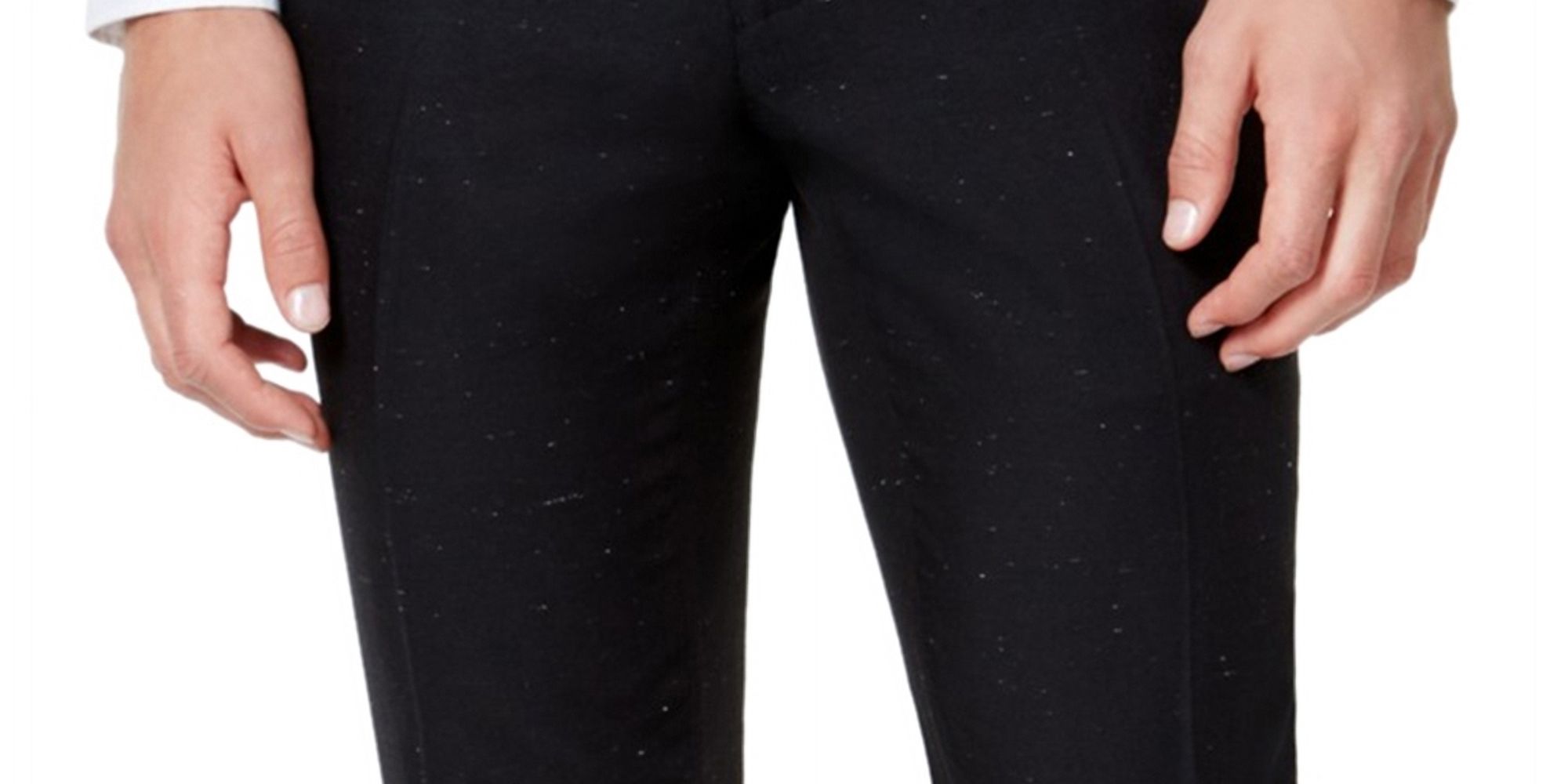 I-N-C Mens Speckled Casual Trouser Pants, Black, 38W x 30L