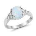 thumbnail image 5 of Oval Accent Lab Created Blue Opal Wedding Ring 925 Sterling Silver Size 5, 5 of 6